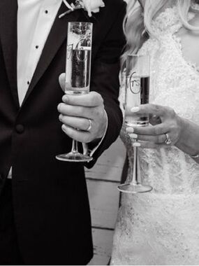 Crystal Champagne Flutes with Gold 'Mr' & 'Mrs' Lettering -
